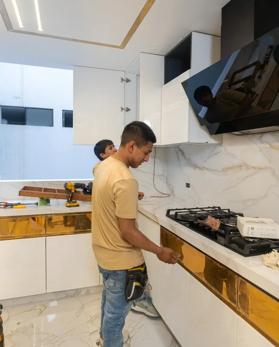 Instalación de cocina a medida en obra